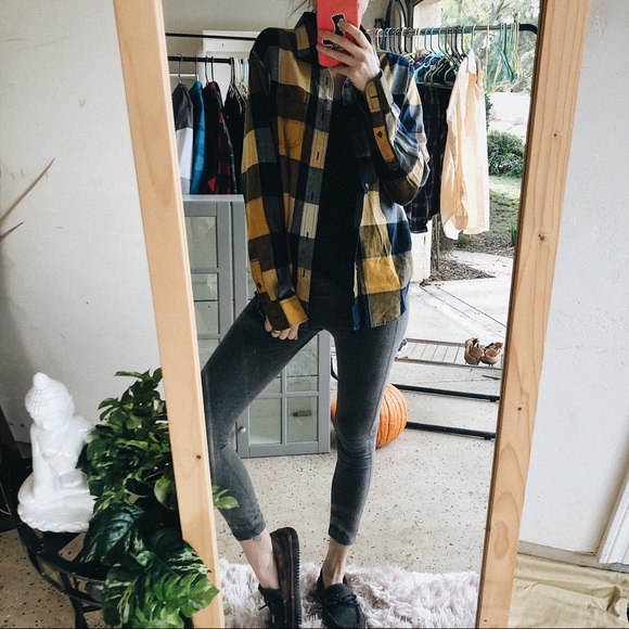 American Eagle Outfitters Tops - 🌙Cozy Flannel American Eagle Yellow Plaid Boho